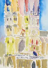 Brother Cletus Behlmann, Canterbury Cathedral, England, watercolor on paper