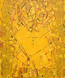 Lee Mullican, Figure in Time, 1990, oil on canvas