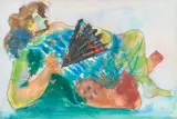 Mujer con Abanico by Santiago Cogorno, mixed media on paper, sold Dec 2025