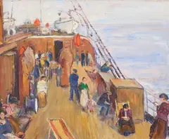 Lucien Abrams, Passage to the Canaries, oil on wood