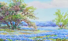 Exa Wall, Bluebonnet Landscape, oil on canvas