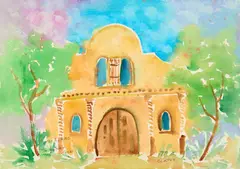 Brother Cletus Behlmann, The Alamo, watercolor on paper