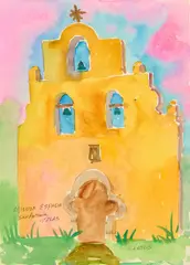 Brother Cletus Behlmann, Mission Espada, watercolor on paper