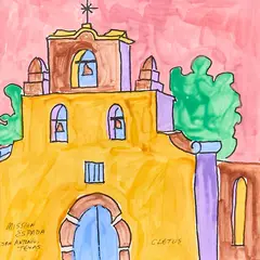 Brother Cletus Behlmann, Mission Espada, watercolor