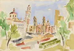 Brother Cletus Behlmann, Av. Hidalgo, Mexico City, watercolor