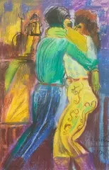 Jesus Almazan, Polka Dancers, pastel on paper