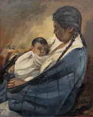 José Vives-Atsara, Madre Indigena -- Texcoco Mexico, 1956, oil on canvas