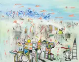 José de León, Paisaje Analitico-Mitico, 1988, acrylic on canvas