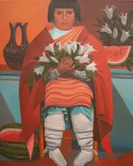 Jon Lightfoot, Child with Calla Lilies, oil