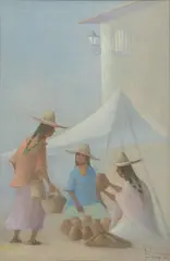 Oscar Parra, Market Scene, 1994, oil on canvas