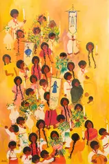 Adriel McGill, Procession Scene, oil on canvas