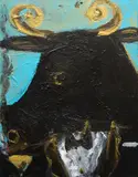 Minotaur Martini by Franco Mondini-Ruiz, acrylic on canvas, sold Oct 2025