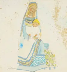 Margaret Putnam, Mother and Child, watercolor and gouache on paper