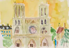Brother Cletus Behlmann, Paris, France, watercolor on paper