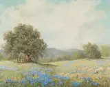 Hazel Massey, Bluebonnet Landscape, oil on canvas