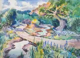 Warren Cullar, Willow City Loop Road, watercolor