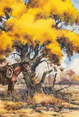 Stefan Kramar, Cottonwood Shade, watercolor on paper