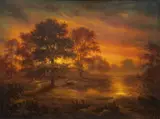 D.R. Parker, At Sunset, oil on panel
