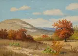 Manuel Garza, Texas Landscape, oil on canvas