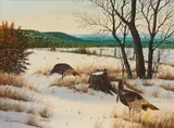 Manuel Garza, Turkey in the Snow, West Texas, oil on canvas