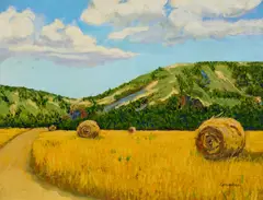 Jerry Greenberg, Hayfield, oil on canvas