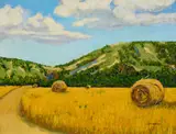 Jerry Greenberg, Hayfield, oil on canvas
