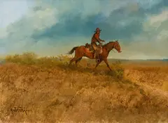 Raul Gutierrez, Crossing the New Mexican Territory, oil on canvas