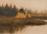 Douglas Ricks, Teepees Scene, oil