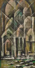 Emilio Caballero, Architectural Abstract, oil on canvas