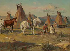 Campground by Ronald Crooks, oil on board, sold Jul 2025