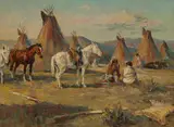Ronald Crooks, Campground, oil on board