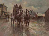 Ronald Crooks, Ahead of Schedule, oil on masonite