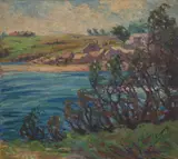 Nellie A. Knopf, Fishing Village at Ogunquit, ME, 1917, oil on canvas