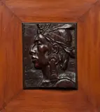Leandro Izaguirre, Relief Sculpture of Cuauhtemoc, carved wood