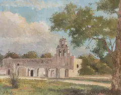 Florent Baecke, Mission San Juan de Capistrano, oil on masonite