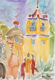 Brother Cletus Behlmann, Mission San Jose, watercolor on paper