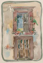 Oaxaca, Mexico by Brother Cletus Behlmann, ink and watercolor on paper, sold Jun 2025