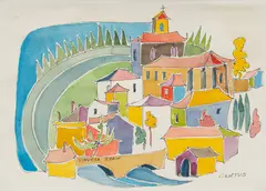 Brother Cletus Behlmann, Vinuela, Spain, watercolor