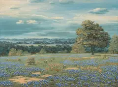 Royce Roberts, Bluebonnet Landscape, oil on canvas