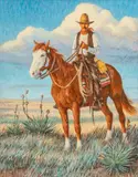 Nancy Jellico, Born in the West, oil on canvas
