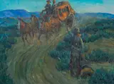 William E. Johnson, Hitching a Ride, oil on canvas