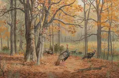 Judy Gibson, Turkeys in East Texas Woods, oil on canvas
