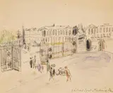 Gabriel Spat, Tuileries, Paris, ink and watercolor on paper