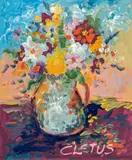 Brother Cletus Behlmann, Floral Arrangement, oil on wood