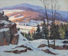Arthur Lingquist, Vermont Winter Landscape, oil on canvas
