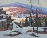 Arthur Lingquist, Vermont Winter Landscape, oil on canvas