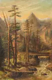 Quartus E. Ruggles, Creek and Mountain Scene, 1905, oil on canvas