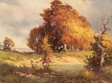 Robert Wood, Red Oaks, oil on canvas