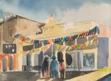 Caroline Shelton, Fiesta Mercado, watercolor on canvas