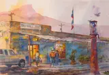 Finis Collins, Lajitas Trading Post, watercolor
